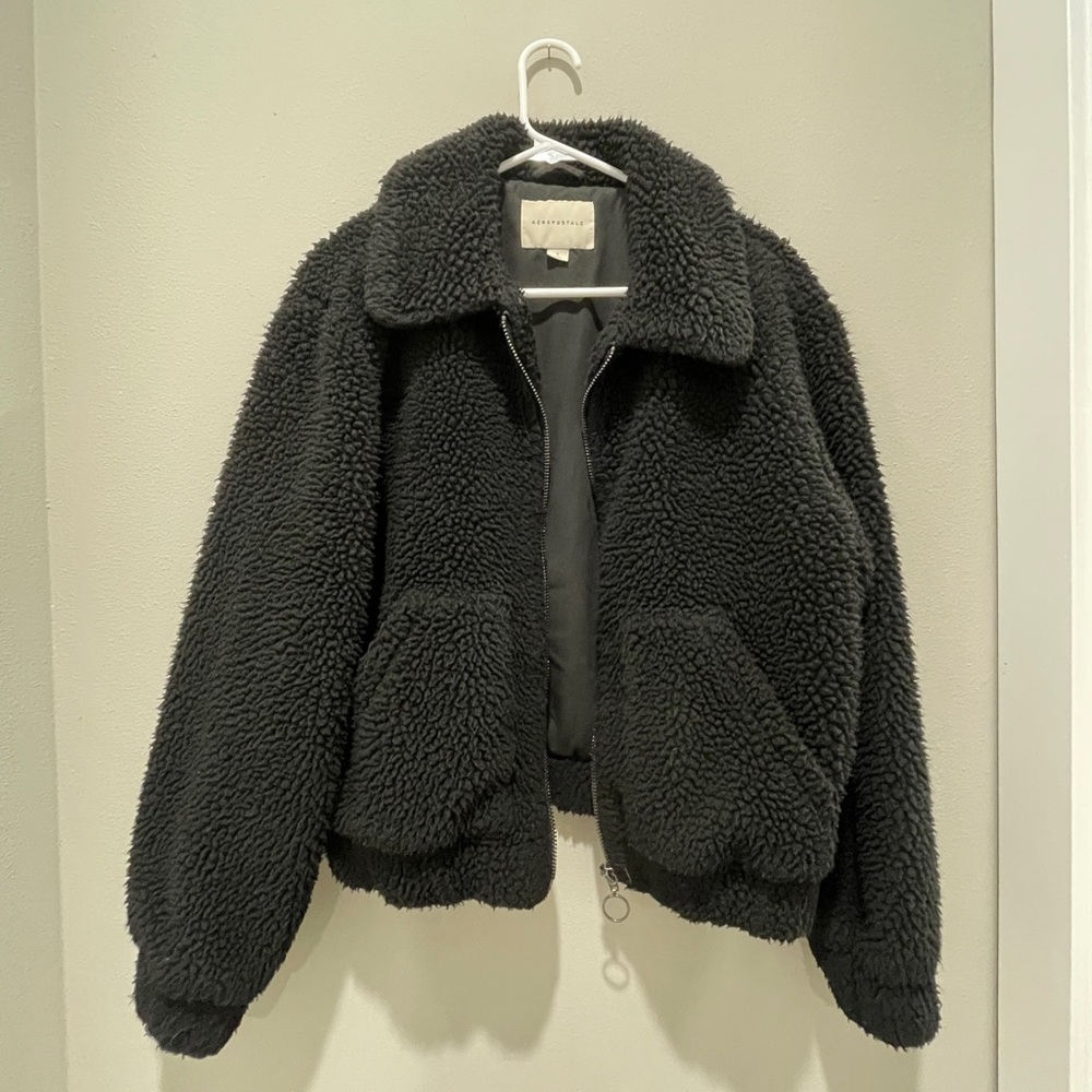 Black Aeropostale Sherpa Teddy Jacket